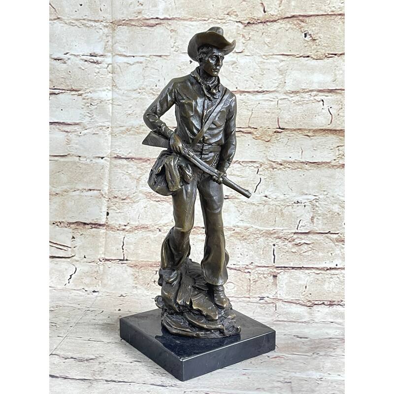 Bronze Marble Statue Sheriff Us Marshall Gun Wild West Pony Express Gun Decor