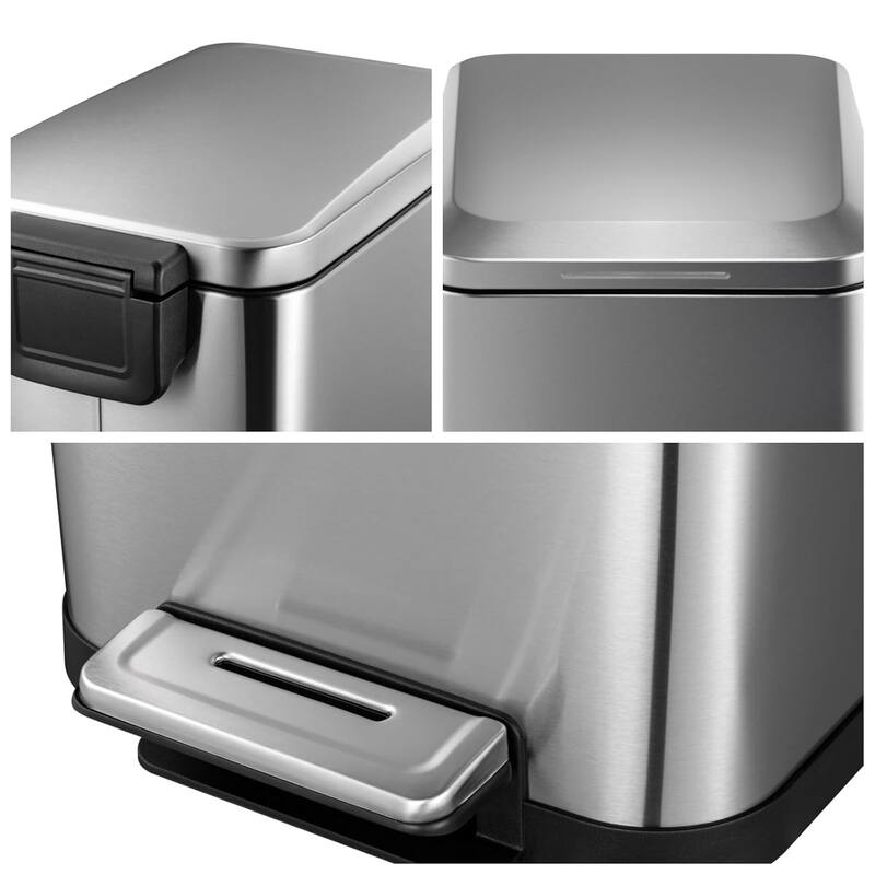 13.2 Gallon/50 L Step Trash Can with Lid Soft Close, Step Pedal for Bathroom, Bedroom, Living Room