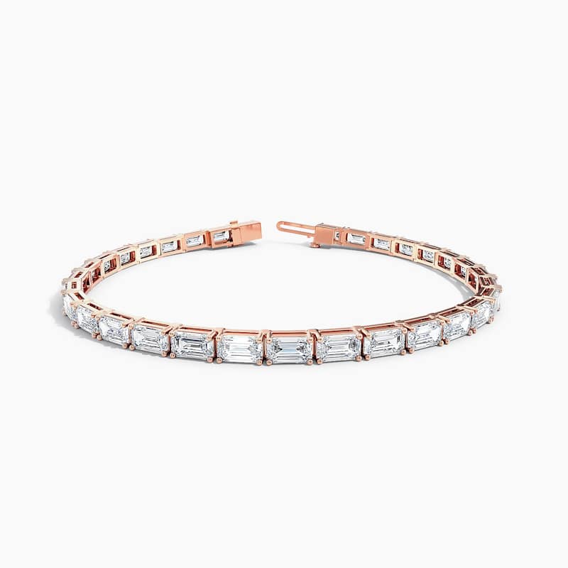 Auriya 14K Gold Lab Grown Emerald Diamond East-West Tennis Bracelet 8.40 ct. tw. (F-G VS)