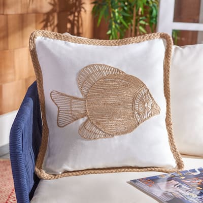 SAFAVIEH Nilam Fish 18-inch Nautical Decorative Throw Pillow