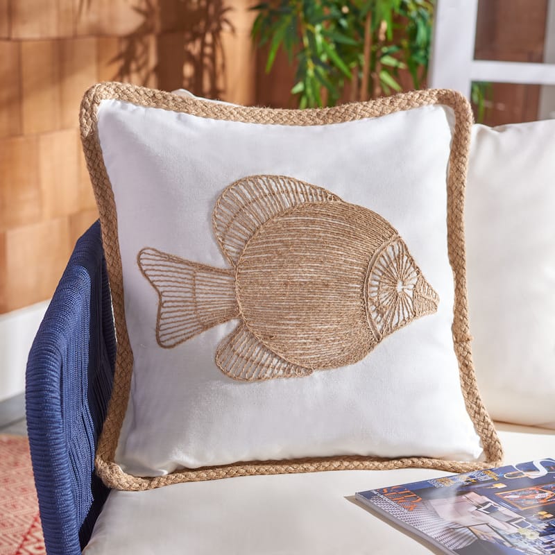 SAFAVIEH Nilam Fish 18inch Nautical Decorative Throw Pillow On Sale