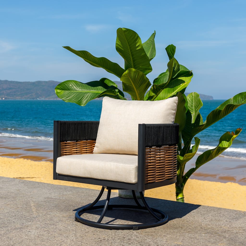 SAFAVIEH Outdoor Living Harrison Swivel Chair - 28"W x 28"D x 26"H