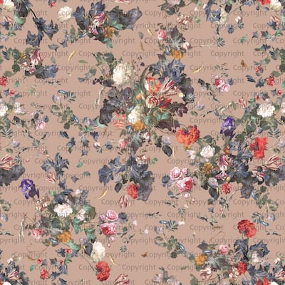 Dark Botanical Blooming Floral Wallpaper Mural