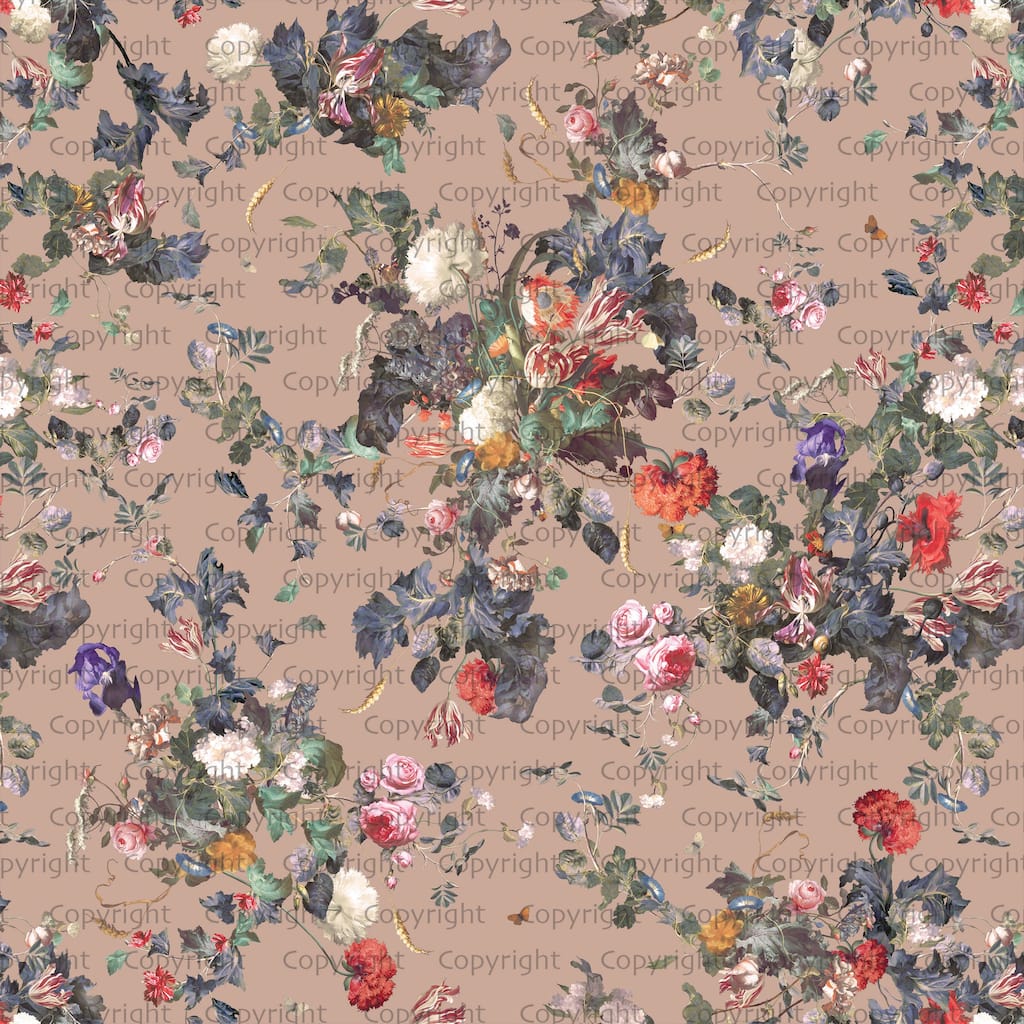 Dark Botanical Blooming Floral Wallpaper Mural