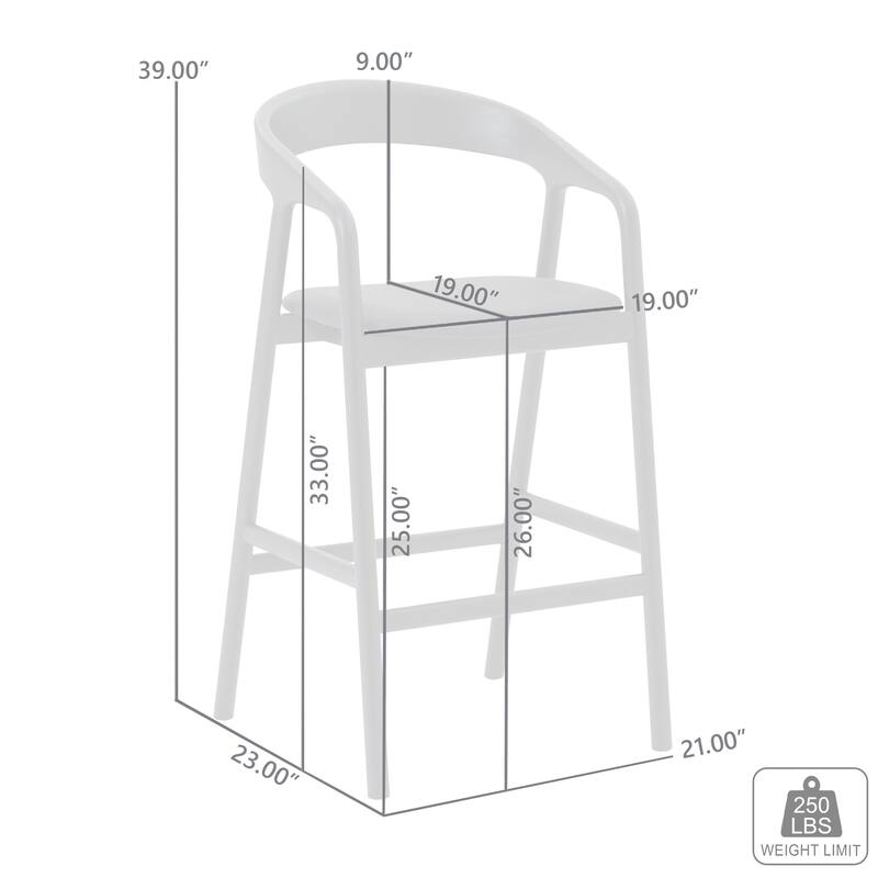 Apache Black Oak Solid Wood and Faux Leather Counter or Bar Stool