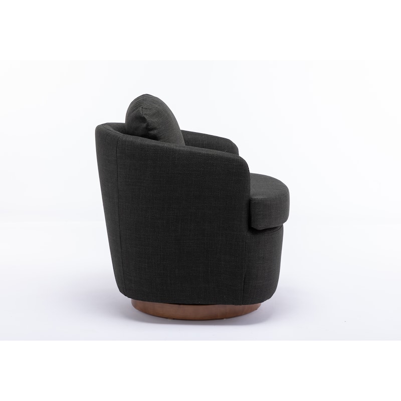 30.3" Swivel Accent Chair with Wood Base