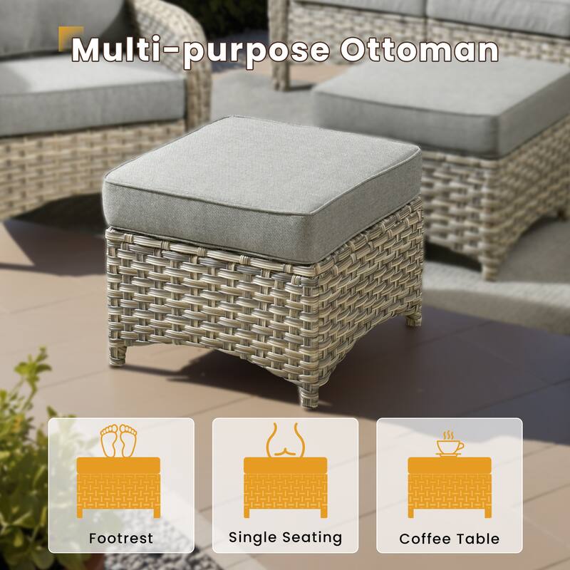XIZZI 7-Piece Outdoor Patio Furniture Conversation Set with Ottomans