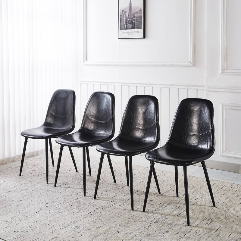 Set of 4 PVC Dining Chairs - Black