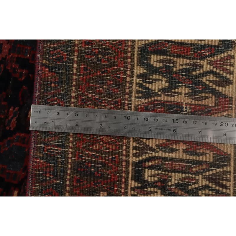 Hand Knotted Oriental 100% Wool Carpet Traditional All-Over Navy Blue & Blues Bidjar Area Rug - 6' 2'' X 3' 3''