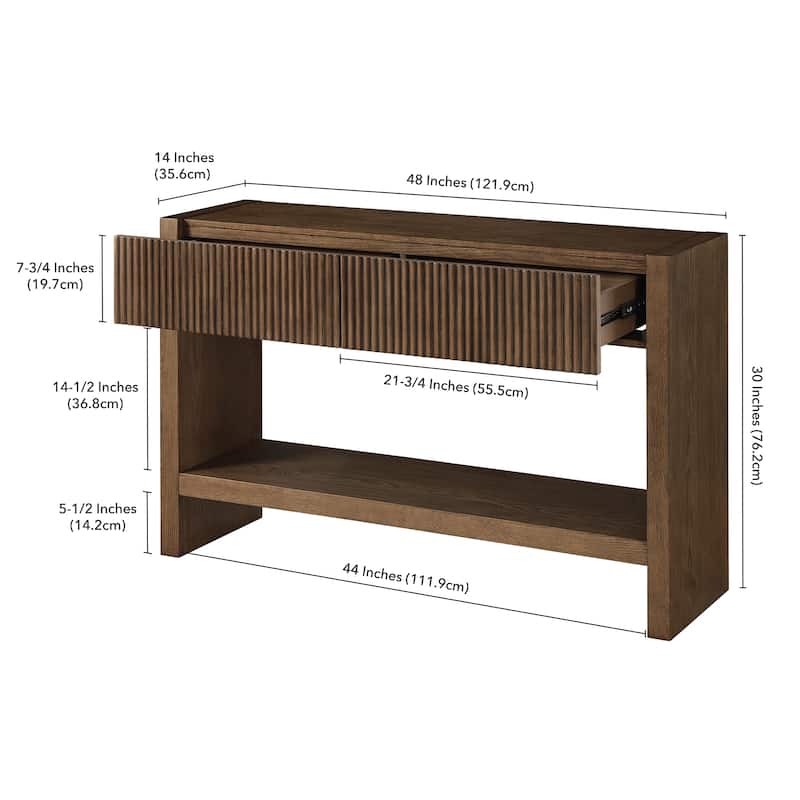 Manzanita 48" Wide Rectangular Solid Wood Fluted Console Table - 48" Wide