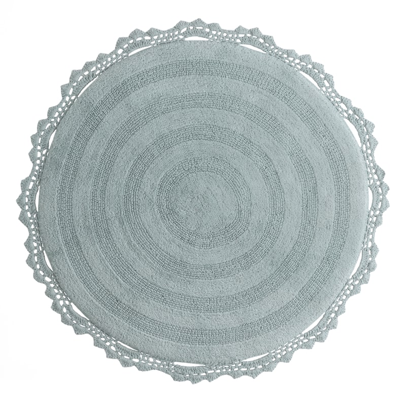 MH London Winchester Cotton Round Bathroom Rug - Soft Bath Mat