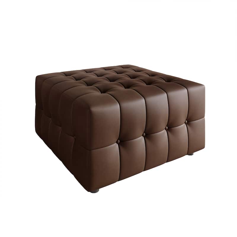 CraftPorch Elegance Button-Tufted PU Upholstered Ottoman