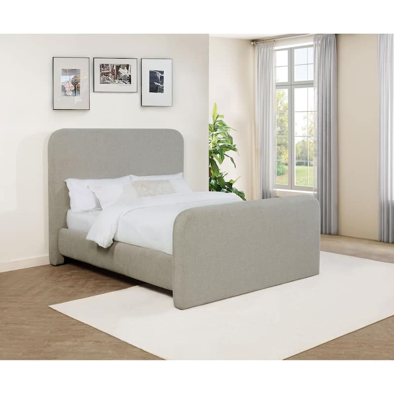 Wren Contemporary Fabric Upholstered Panel Bed Grey
