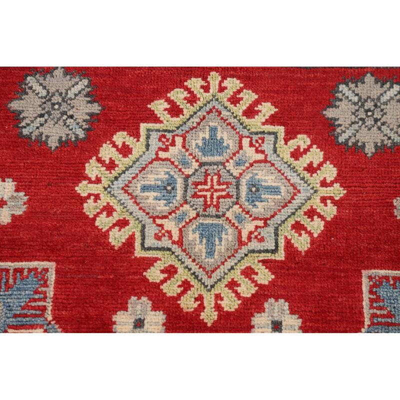 Red Kazak Oriental Area Rug Bedroom Hand-Knotted Wool Carpet - 5'0" x 6'9"