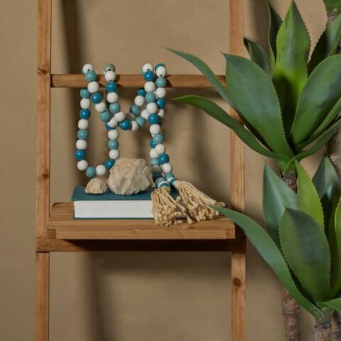 Bohemian Natural Wood Bead Garland with Cotton Tassels