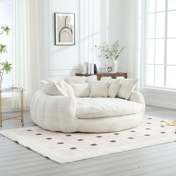 Oversized Round Sofa Bed with Armrests