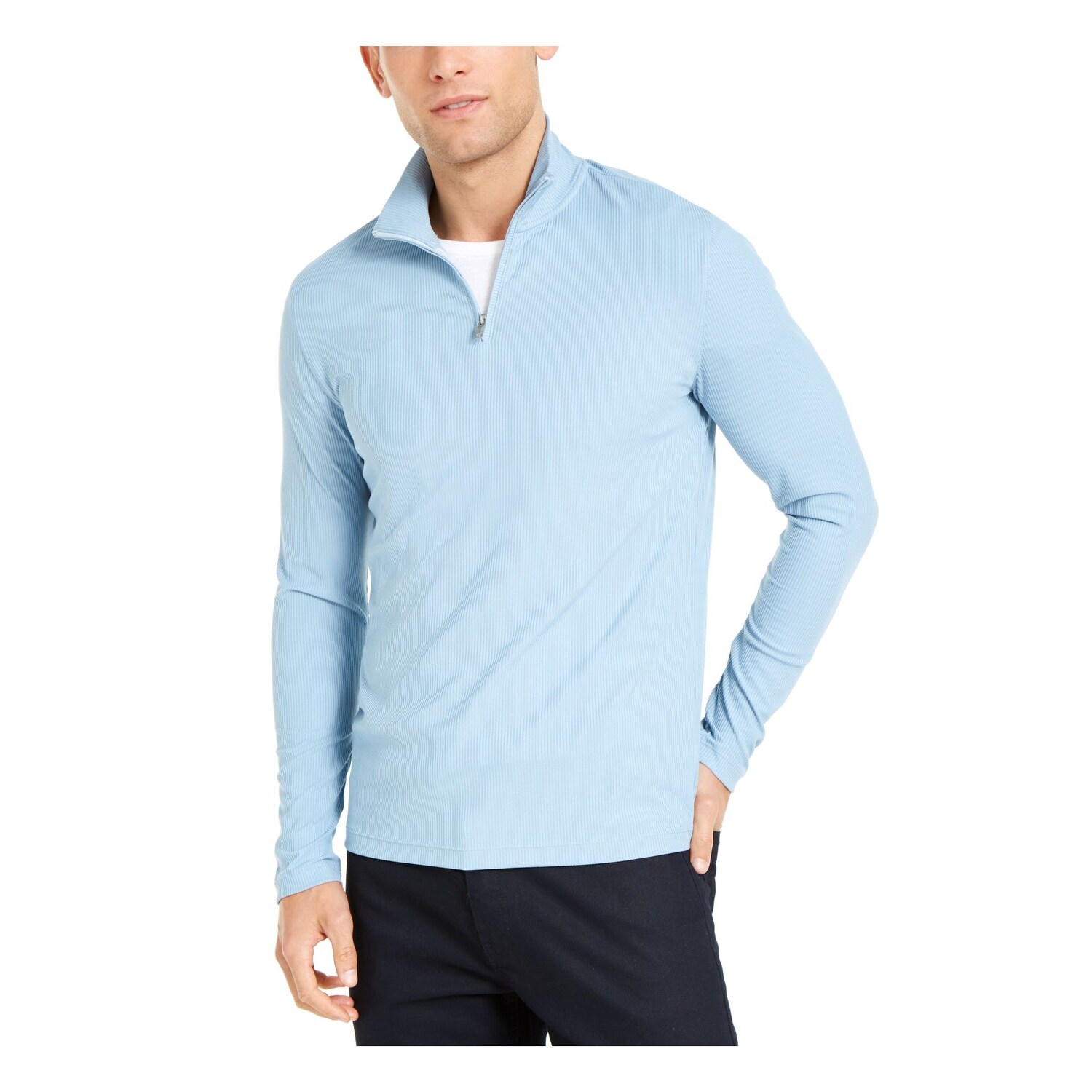 Alfani Mens Light Blue Long Sleeve Turtle Neck Quarter Zip Sweater S Overstock 33577710