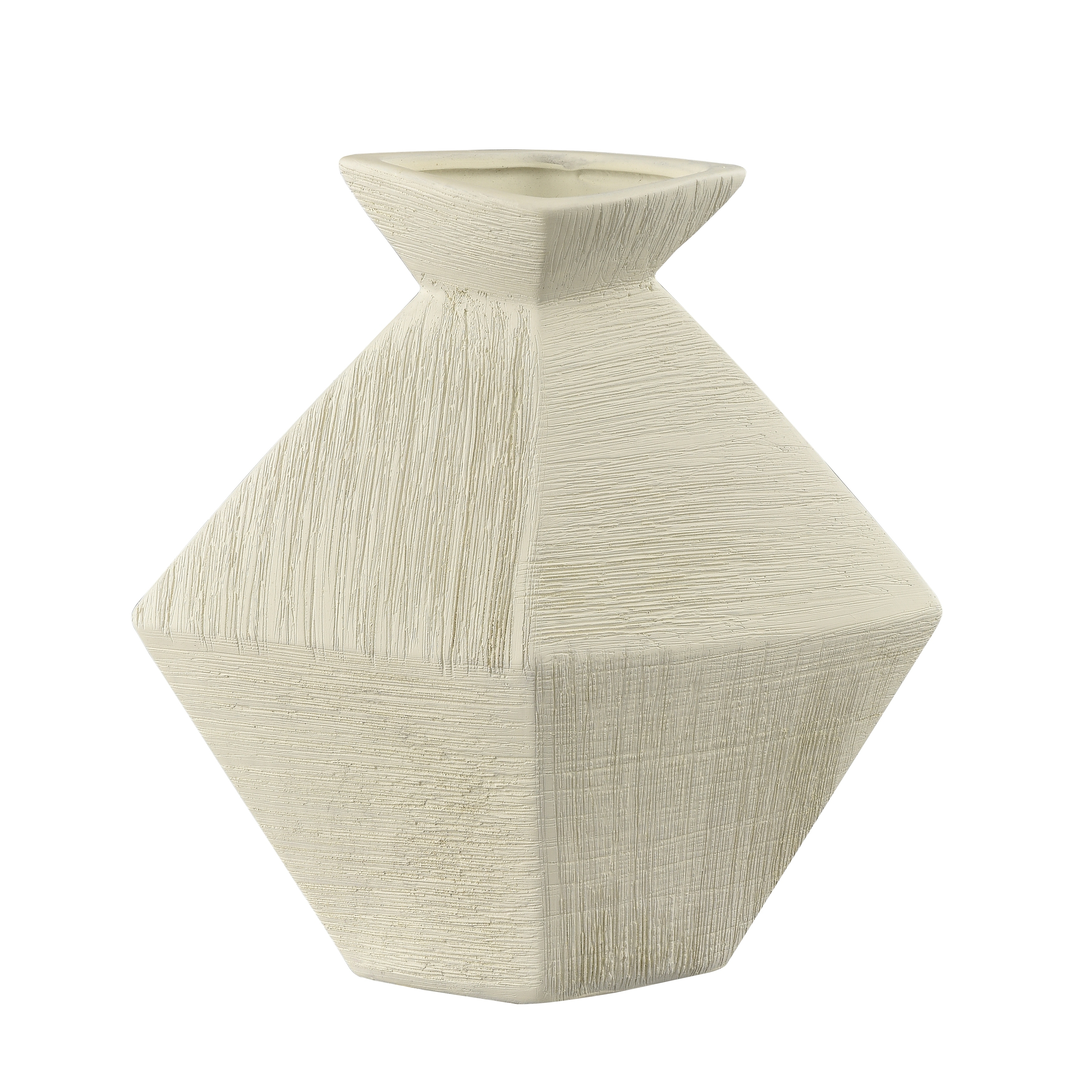 Atlas Tripp Etched Matte Beige Earthenware Vase