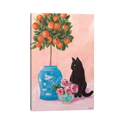 iCanvas "Chinoiserie Black Cat And Orange Tree" by Sally B Canvas Print