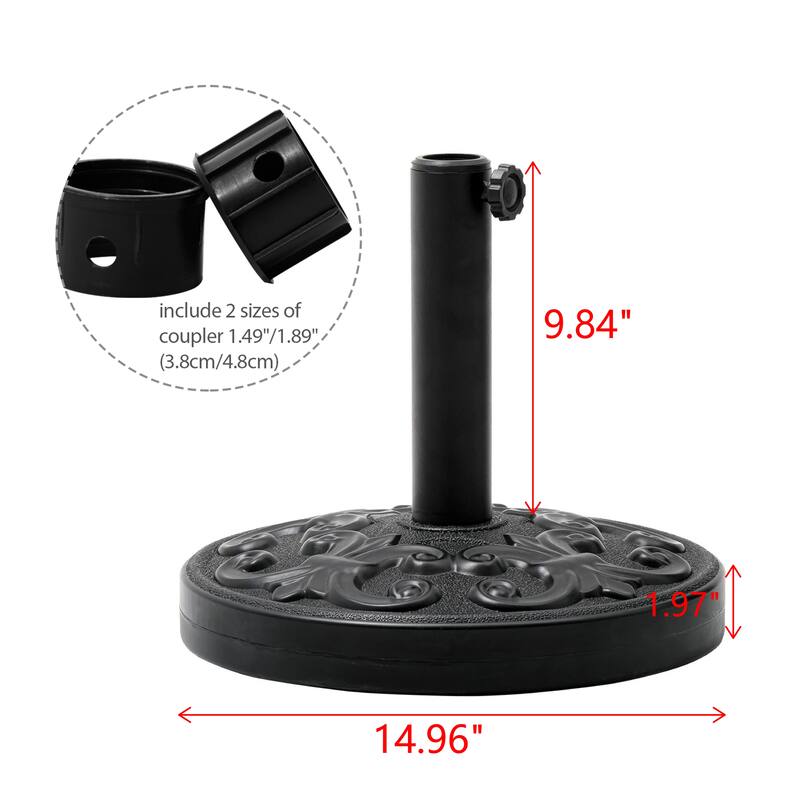 VredHom Round Heavy Duty Patio Market Umbrella Base - 14.96" L x 14.96" W x 13" H