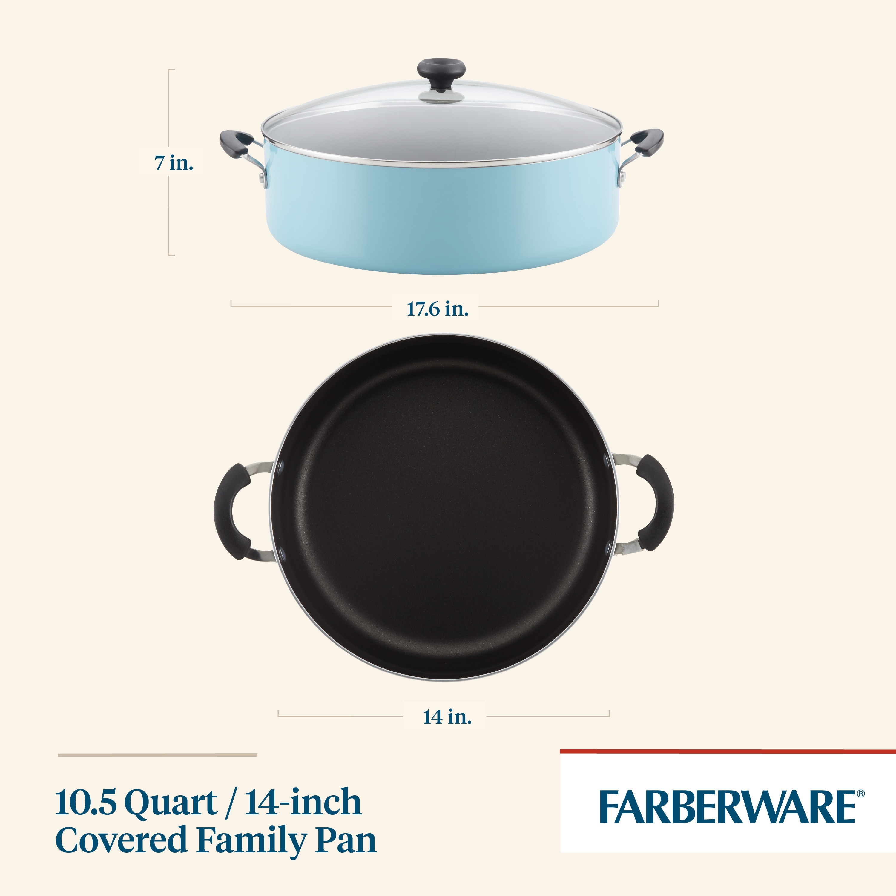 Farberware Eco Advantage 12.5 Nonstick Ceramic Deep Frying Pan with Helper  Handle Aqua