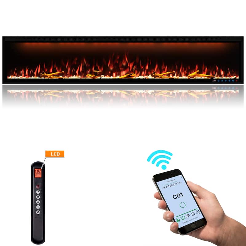 Clihome 42-88" Recessed Wall-Mounted Control Electric Fireplace