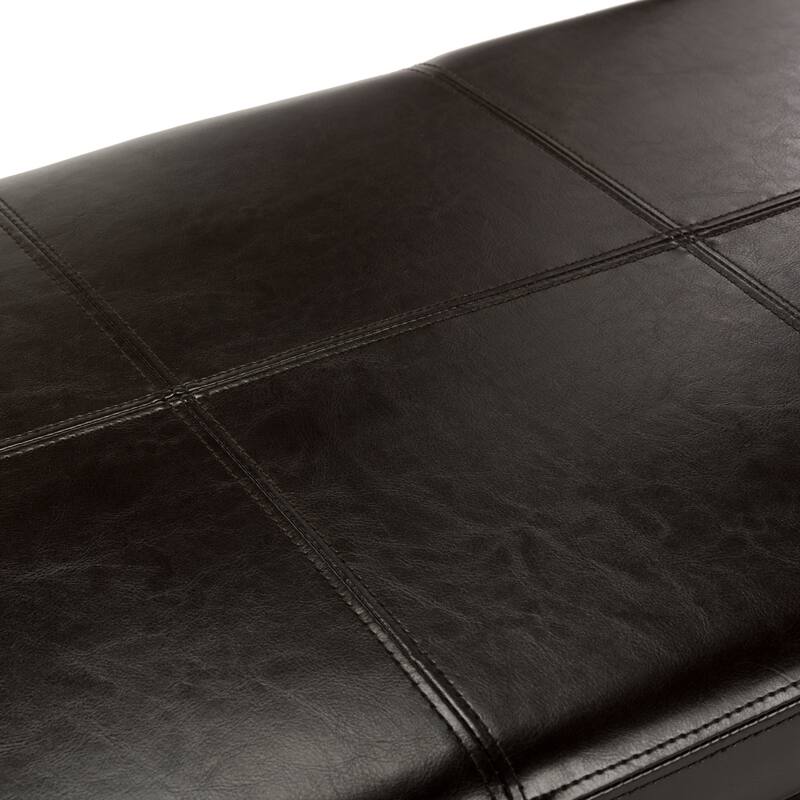 SAFAVIEH Kerrie Brown Bicast Leather/Wood Storage Bench - 46.9" x 18.3" x 16.7" - 47Wx18Dx17H