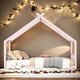 preview thumbnail 2 of 9, 2 Size Pink Metal House Bed with Metal Frame Playhouse Design for Kids