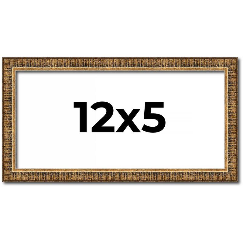 12x5 Frame Gold Solid Wood Picture Frame - Complete Modern Photo Frame