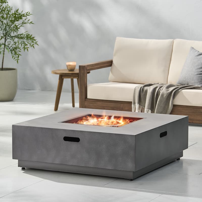 Wellington Outdoor 50,000 BTU Square Fire Pit (No Tank Holder) by Christopher Knight Home - Grey/Multi