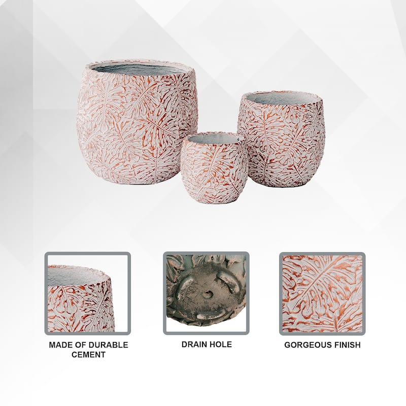XBrand 17.7", 12.6" and 9"W Round Fiberstone/Cement Indoor Outdoor Planters (Set of 3)