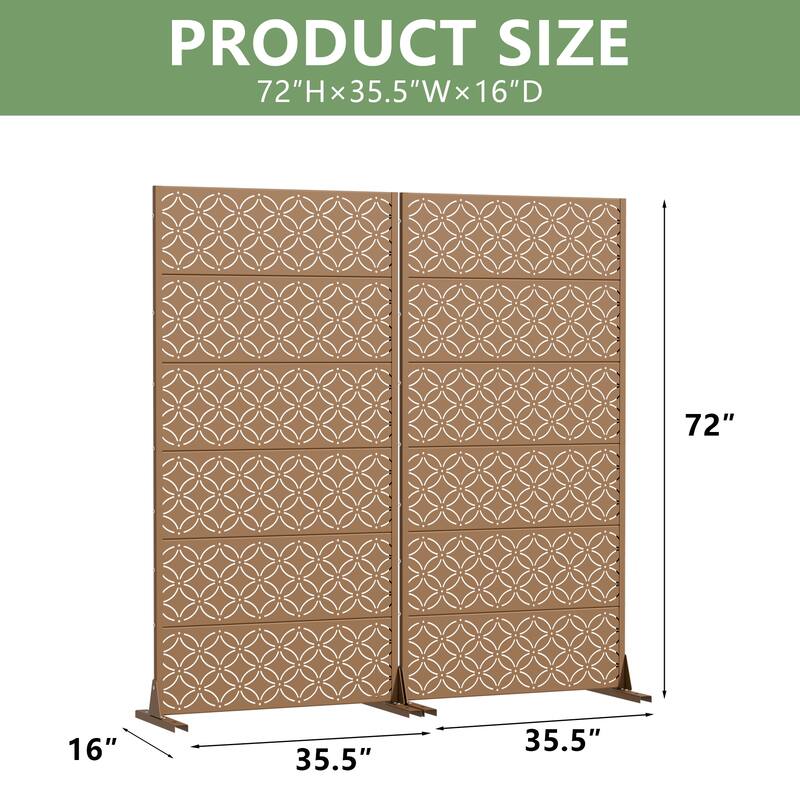 Privacy Metal Screen Fence Panel Horizontal Stripe Pattern Set of 2