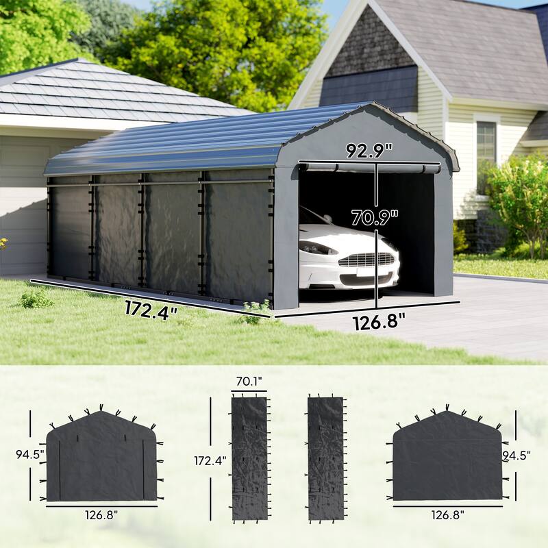 Outsunny Carport Replacement Sidewall Panels Set of 4 for 10' x 15' Carports, PE Tarp Replacement Side Wall Cover