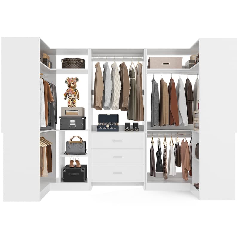 Cimly Set of 3 Closet Organizer with Drawers, U Shaped Freestanding Closet System