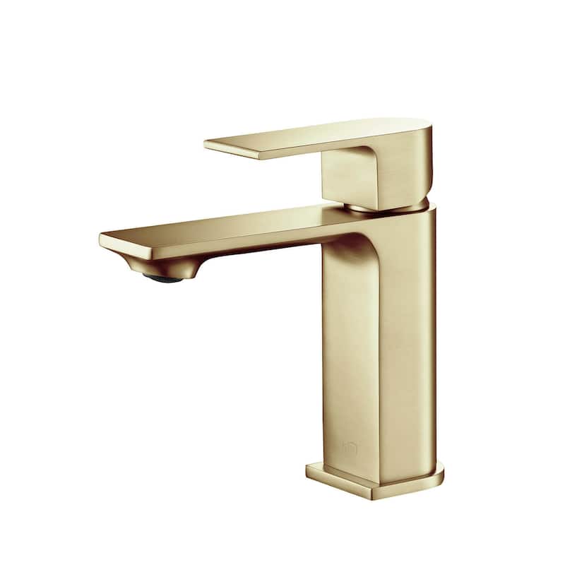 Lead-free Solid Brass Single Handle Bathroom Vanity Faucet with Hose - Brushed Gold
