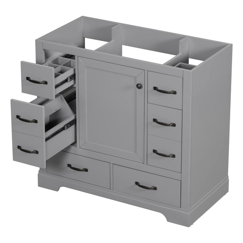 Freestanding Green Bathroom Cabinet Base - Ample Storage, Multi-Functional Drawers, Sink Not Included - 35.5in L