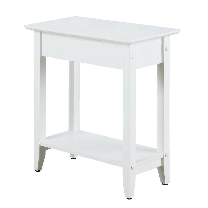 Flip Top End Table with Concealed Storage Compartment, Straight Legs and Sleek Narrow Design for Any Living Room - 23
