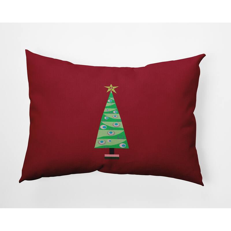 Cartoon Christmas Tree Accent Pillow - 14" x 20" - True Red
