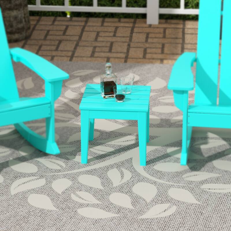 Shoreside HDPE Eco-Friendly All Weather Square Modern 18" Side Table