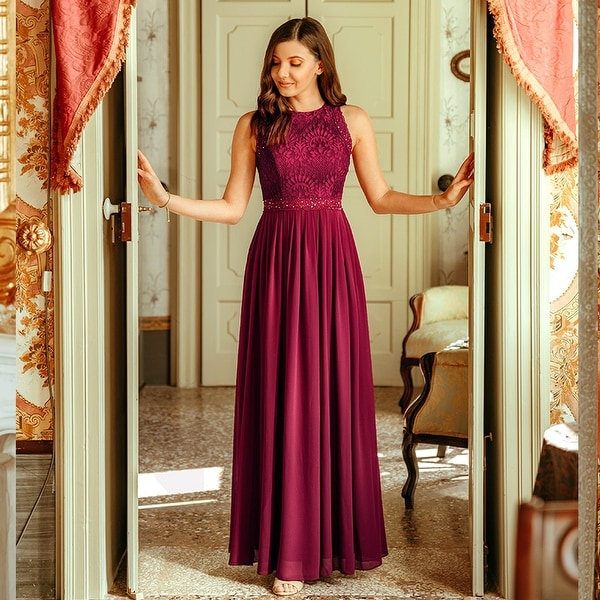 Ever-Pretty Women's Lace Long Formal Evening Bridesmaid Party Dress for Women 07391