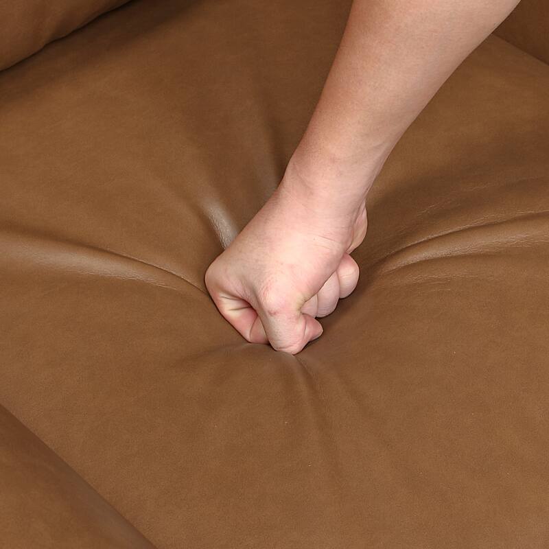 Frances 35" Faux Leather Living Room Chair - Brown Finish Exposed Feet