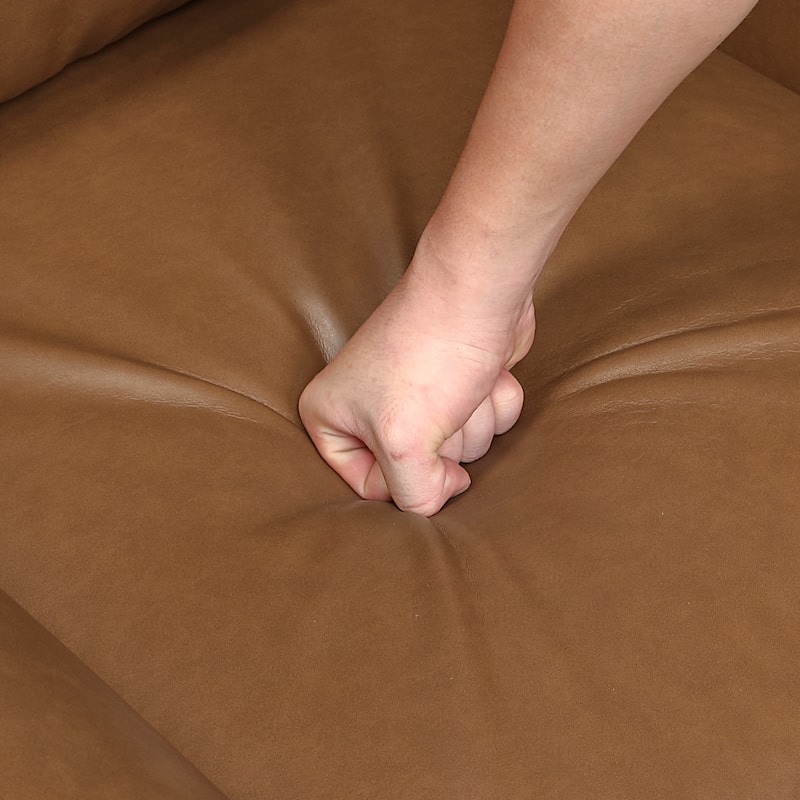 Fremont & Park Frances 57" Faux Leather Living Room Loveseat - Brown Finish Feet