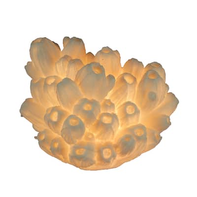 White Faux Tube Coral Decorative Coastal Art Accent Lamp - 8 X 9.75 X 8.5 inches