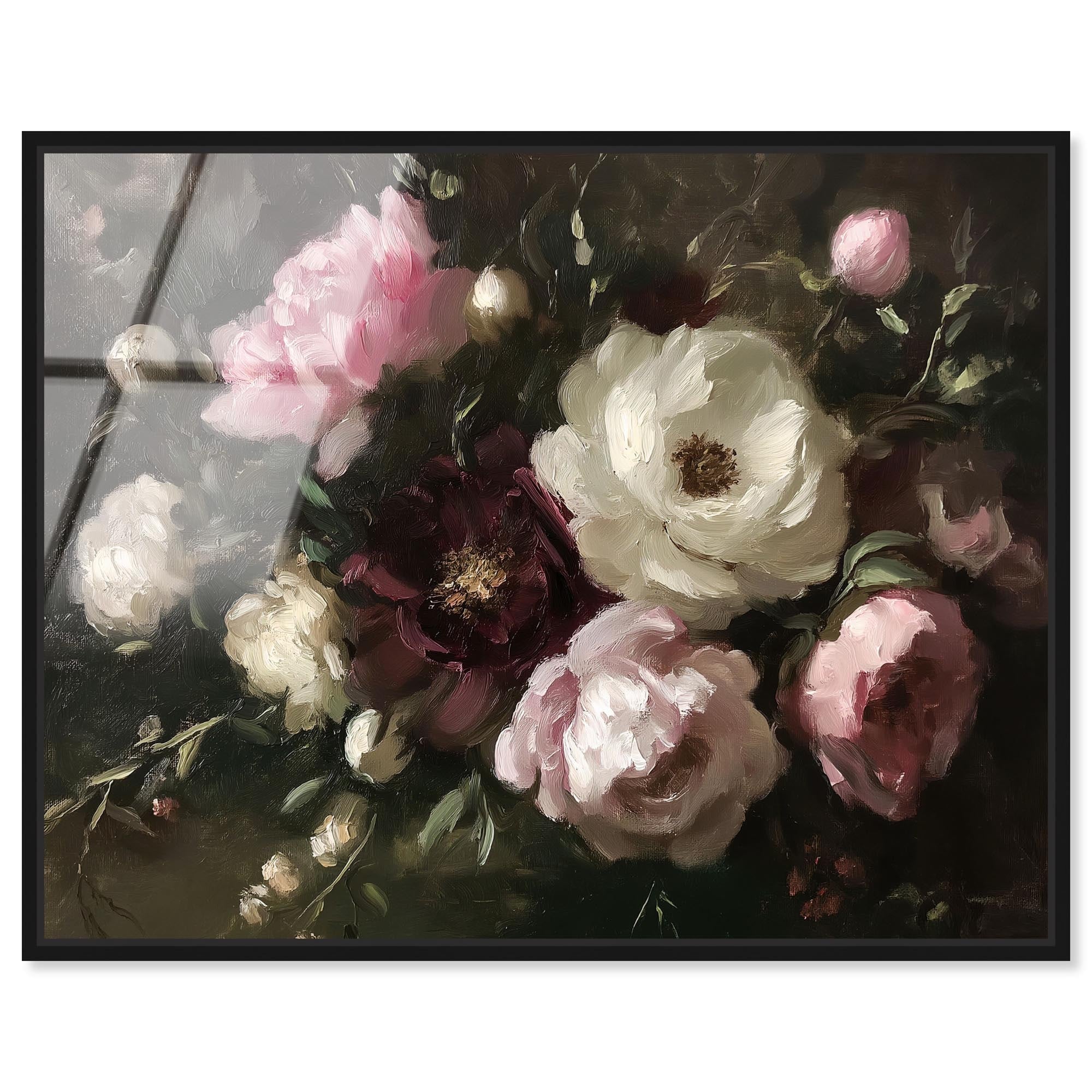Peony Palette Nocturne Classic Framed Acrylic Wall Art by Art Remedy
