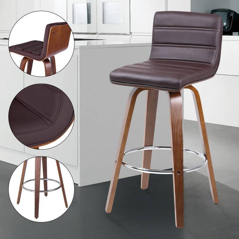 PU Leather Upholstered Swivel Barstools with Back, Set of 4