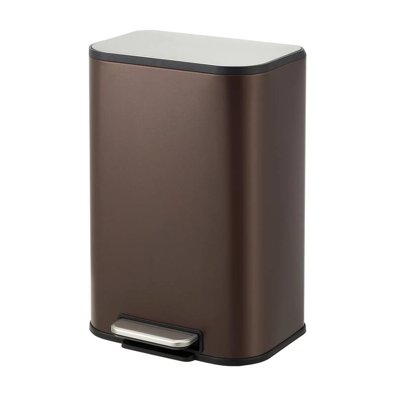 3.2 Gallon Stainless Steel Step Trash Can with Soft Close Lid and Removable Bucket Brown - 30L