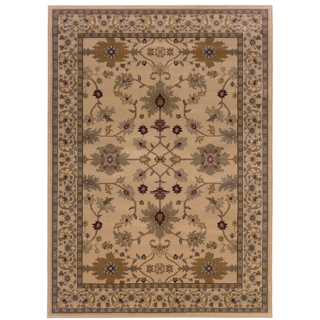 Armagh Ivory Green Oriental Traditional Casual Area Rug