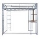 preview thumbnail 20 of 41, Full Size Metal Loft Bed With 2 Shelves and one Desk for Home