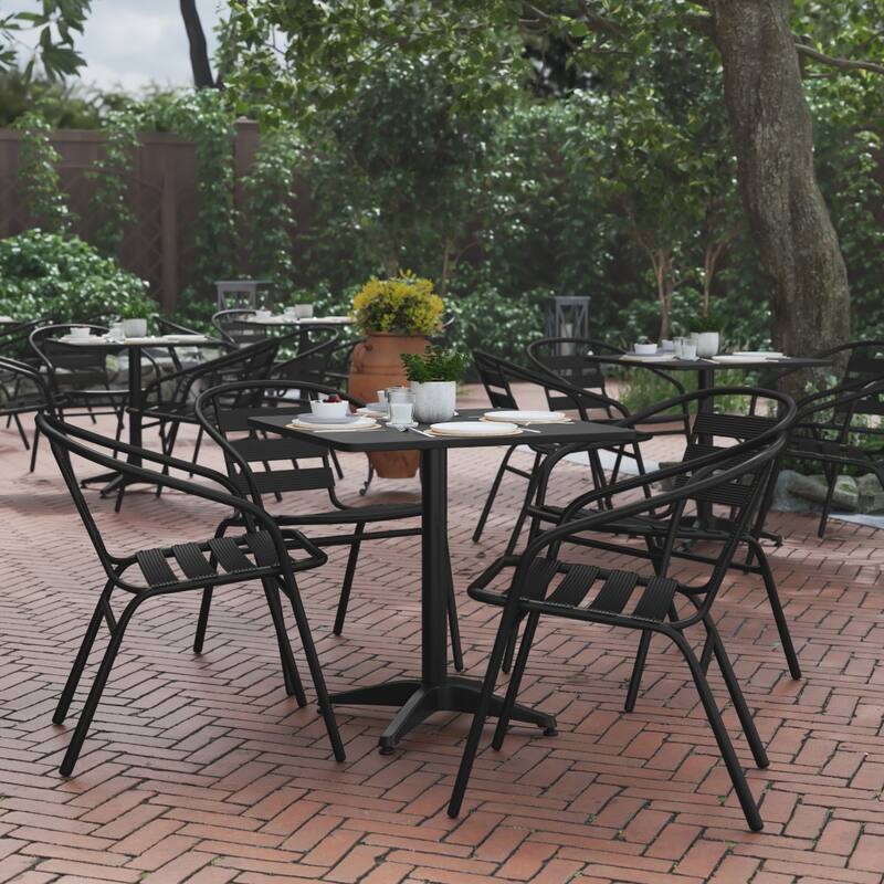 27.5" Square Aluminum Indoor-Outdoor Table Set - Black