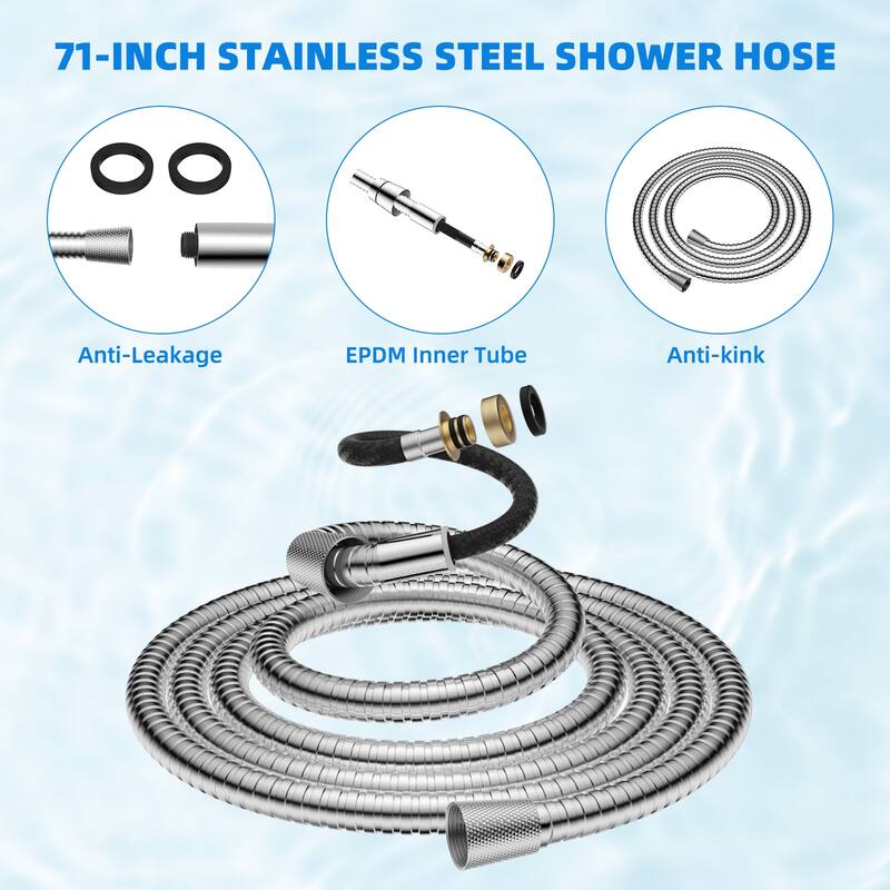 High Pressure 10-Spray Handheld Shower with Filter, 71-inch Hose